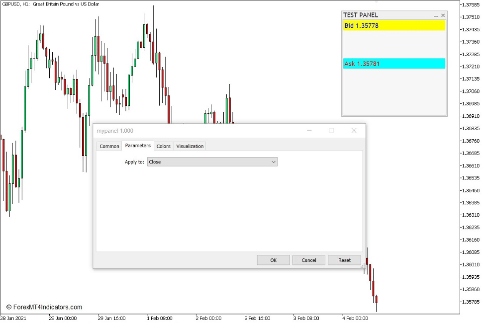 How to use the Simple Display Panel Indicator for MT5