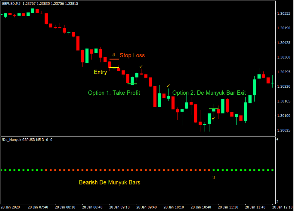How to Trade with the De Munyuk Indicator 3 De Munyuk Indicator and Pin Bar Patterns - Sell Trade