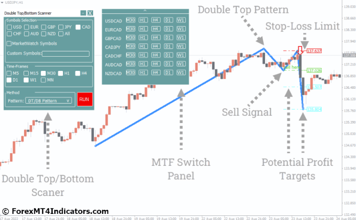 How to Trade with Double Top Double Bottom MT4 Indicator