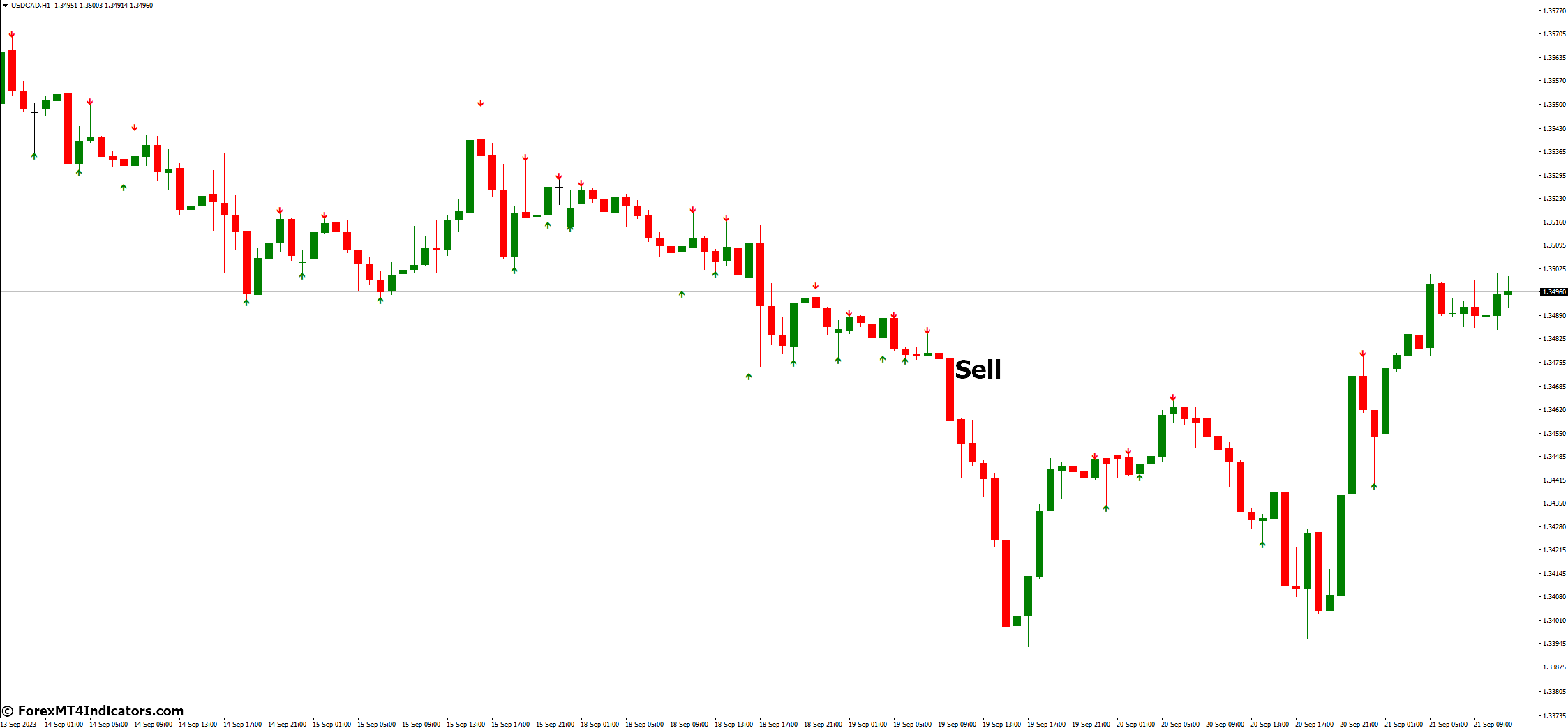 How to Trade with No Repaint Alerts MT4 Indicator - Sell Entry