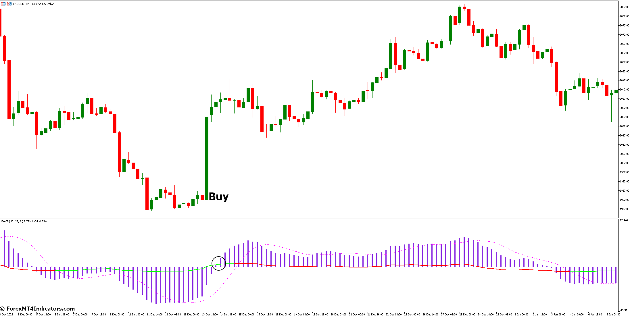 MACD RSI Indicator for Metatrader 5 2 How to Trade with MACD RSI Indicator - Buy Entry