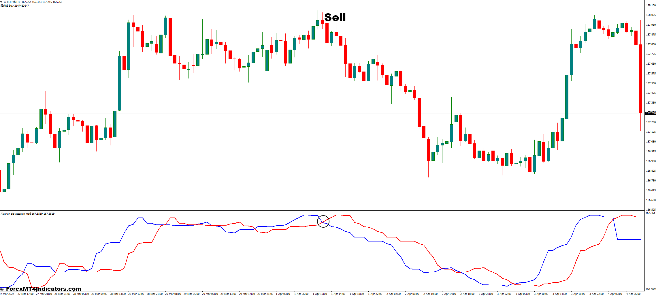 Alaskan Pip Assassin Mod MT4 Indicator 3 How to Trade With the Alaskan Pip Assassin Mod Indicator - Sell Entry