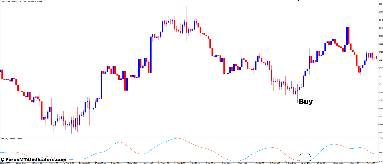 DMH MT4 Indicator 2 How to Trade with DMH MT4 Indicator - Buy Entry